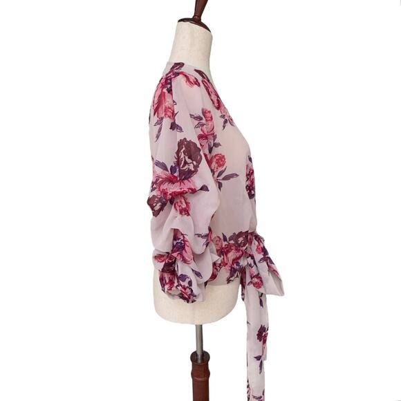 Live 4 Truth Floral Tie Front Kimono Crop Top Boho Puff Sleeve Cardigan XS NWT - Picture 3 of 10